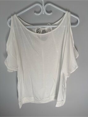Women's White Cold-Shoulder Tie-Back Tank Top